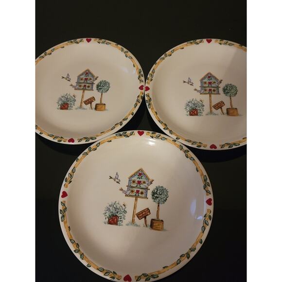 Bluebird and birdhouse plates by China Pearl Set of Three Salad or Bread sized - Picture 1 of 8